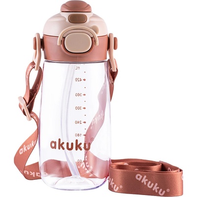 Akuku Detská fľaša so slamkou 480 ml mokka
