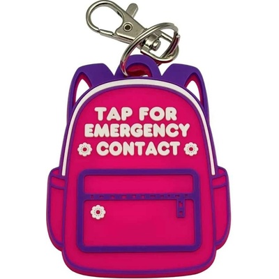 Kľúčenka Emergency NFC čip batoh červená růžová