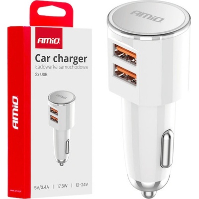 Nabíječka do auta 2x USB-A 3.4A 12/24V AMiO-03888