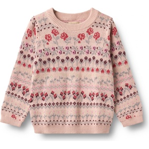 WHEAT Детски вълнен пуловер WHEAT Kid's Jacquard Pullover Mikmak Jumper - Dim Rose - размер 104 (EU) (704-6242-0112)