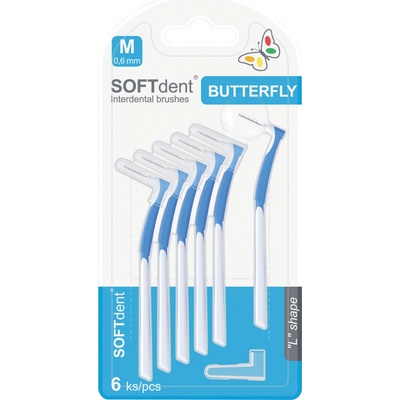 SOFTdent Butterfly mezizub. kartáček zahnutý M 6 ks