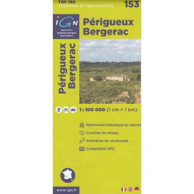 IGN 153 Périgueux, Bergerac 1:100t mapa IGN