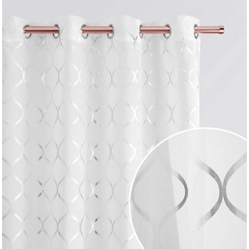 Záclona biela so strieborným motívom CARRIE so zavesením na kruhy Šírka 140 cm | Dĺžka 280 cm biela Strieborná