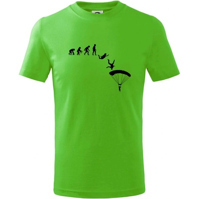 Evolúcia parašutista zoskok tričko detské Apple Green