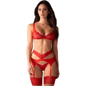 Obsessive Cupide Desir 3-pcs Set Red L/XL