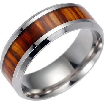 HARAHU Пръстен Woodenн - Сребрист / Кафяв / 55mm KP17182 (WO-17182)