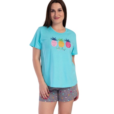 Дамска лятна макси пижама в тюркоазено и сиво