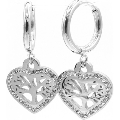Steel Jewelry náušnice strom života v srdci z chirurgické oceli NS231075