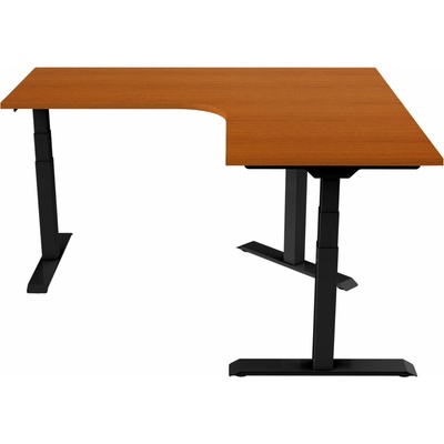 Delso Rohový výškovo nastaviteľný stôl Shaper 130 x 160 cm ľavý, čerešňa / čierna