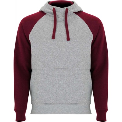Badet Unisex dvojfarebná mikina s kapucňou sivá Heather červená Garnet