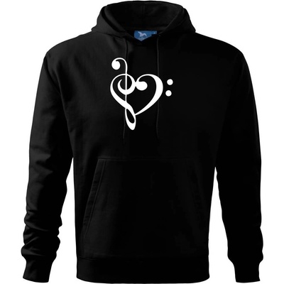 Houslový klíč srdce mikina s kapucí hooded sweater černá