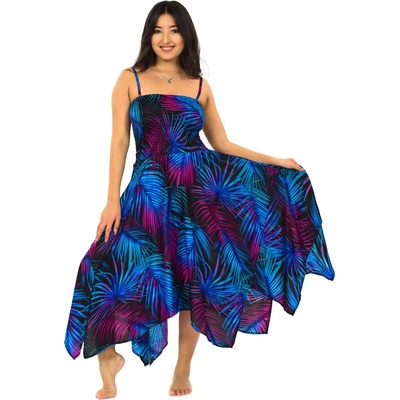 Himalife šaty 2v1 Dawa Listy tyrkysová s fialovou