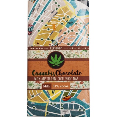 Euphoria Mléčná konopná s mapou kaváren Amsterdam 80 g