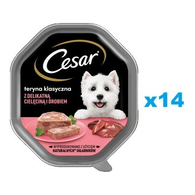 Cesar Adult terina s jemným teľacím mäsom a hydinou 14 x 150 g