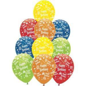 Globos Festival БАЛОНИ 10 БР. 12" - 30 СМ ПРИНТ happy birthday