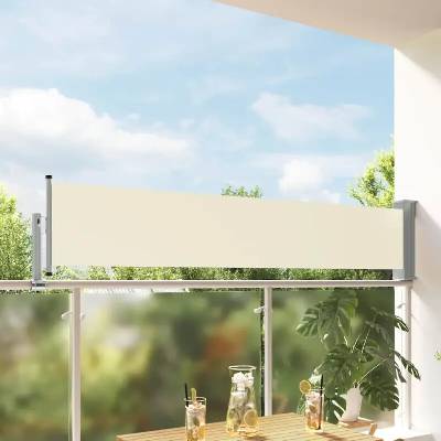 Greatstore Zatahovací boční markýza na terasu 60x300 cm krémová