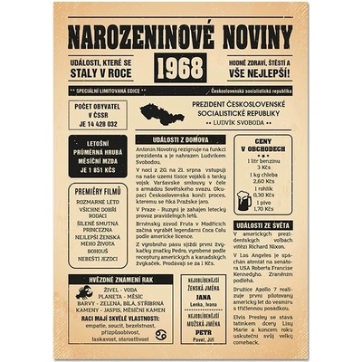Narozeninové noviny 1968 - jednostranné