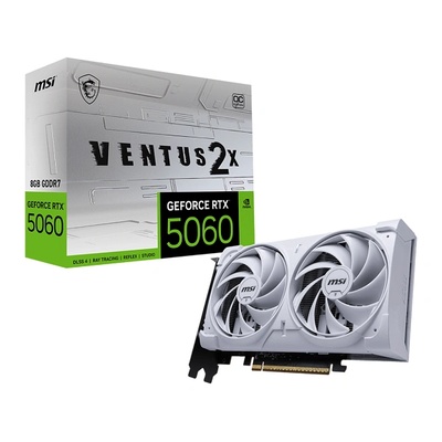 Видео карта MSI GeForce RTX 5060 8G VENTUS 2X OC WHITE, 8GB GDDR7, 128-bit, HDMI, 3xDP - 912-V537-003 (71337)