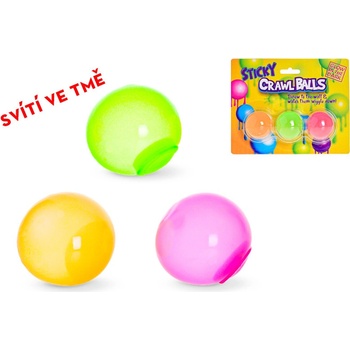 Mikrotrading Míček lepící 4 cm svítící ve tmě 3 ks