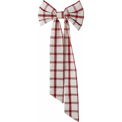 Bloomingville Dekorativní bavlněná mašle Ruby Checkered Red, červená barva, textil