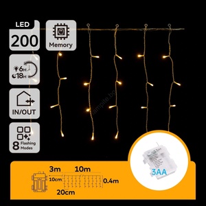 Aigostar - LED външен коледен гирлянд 200xLED/8 функции 13x0, 4m IP44 топла бяла (AI1362)