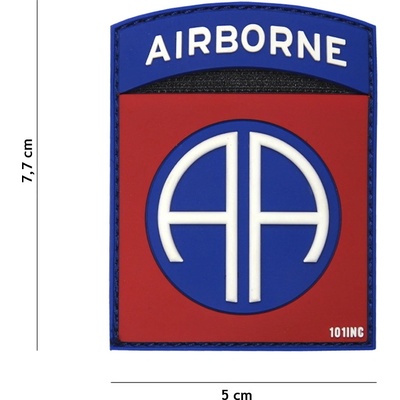 Gumová nášivka 101 Inc znak Airborne 82nd - červená
