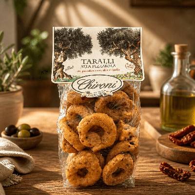 Chironi Taralli alla Pizzaiola talianske taralli s olivami sušenými paradajkami a cibuľou 200 g
