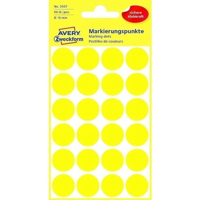 Generic etiketa arch A6 Avery, kolečko, průměr 18 mm, žlutá, 96 ks