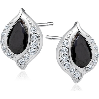 Olivie strieborné náušnice Luna BLACK 7324