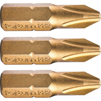 FORTUM-KITO hrot krížový phillips, sada 3ks, PH 2 x 25mm, titán. úprava, S2 4741272