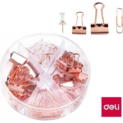 DELI Sada kancelářských potřeb (rose gold)