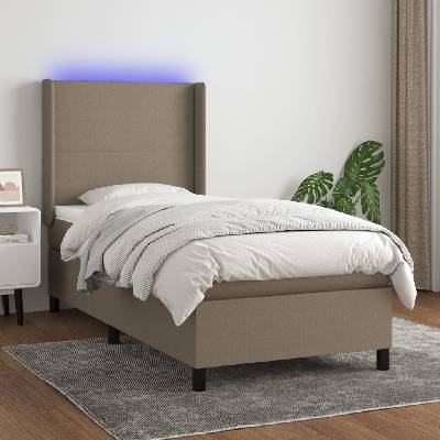 vidaXL 3138129 Boxspring postel s matrací a LED textil taupe