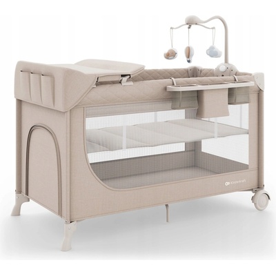 Kinderkraft cestovní postýlka LEODY UP beige with accessories