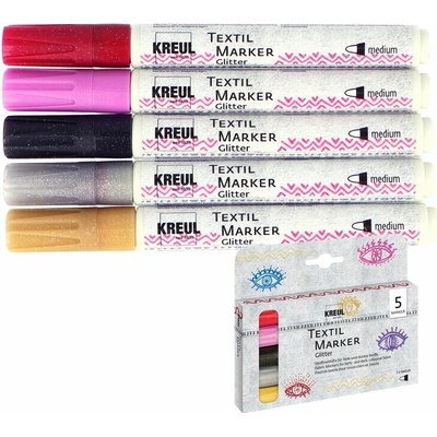 Kreul fixky na textil glitter medium 5 ks