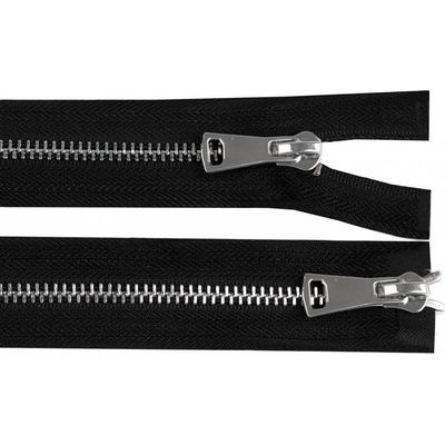 Prima-obchod Zip kovový No 5 dělitelný 2 jezdce / dvoucestný 50 cm, barva 1 černá stříbrná
