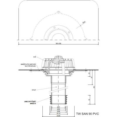 Sanačný vpust TW SAN PVC Typ: 90 PVC (99-106mm)