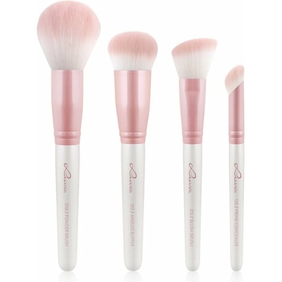 Luvia Cosmetics Flawless Face Set štětec na pudr 1 ks + štětec na make-up 1 ks + štětec na tvářenku 1 ks + štětec na korektor 1 ks + cestovní pouzdro 1 ks