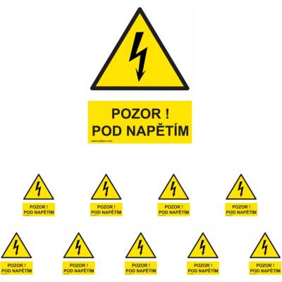 Walteco Pozor! Pod napětím 210x297mm, formát A4, plastová tabulka Množství: 10 ks , 20025BP2