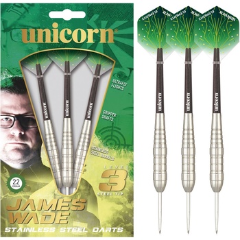 Unicorn Steel Tip Darts Set | Level 3 | Ross 'Smudger' Smith | Natural Stainless Steel Barrels -