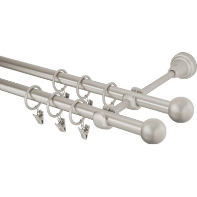 GARNÝŽE-HEBR Garnýž Koule chrom mat dvojitá 320 cm