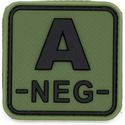 JACKETS TO GO nášivka KRV A- NEG plast velcro ZELENÁ