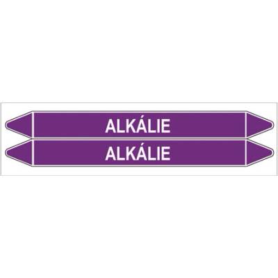 Značení potrubí, alkálie,2 ks, 450 × 52 mm PZ 007115