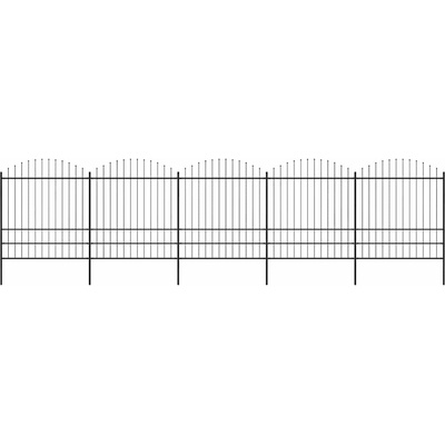 vidaXL Zahradní plot s kopím nahoře ocelový 892,5 x 200 cm černý