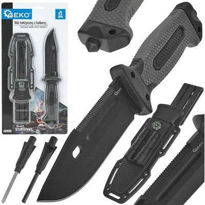 Nůž taktický BLACK SURVIVAL SERIES, 275/135 mm s pouzdrem - GEKO G01890