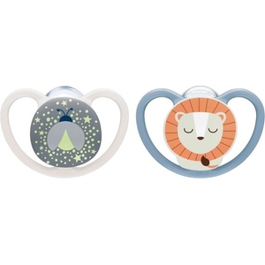 Nuk Силиконови залъгалки NUK Perfect Match - Air Night, 6-18 м, 2 броя, лъв (10176346) - ozone