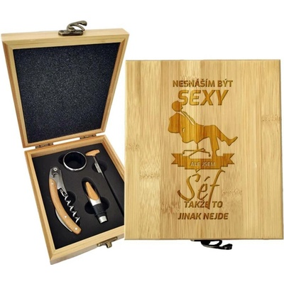 Sablio Dárková sada na víno Nesnáším být sexy, ale jsem šéf: 147×168×49 mm