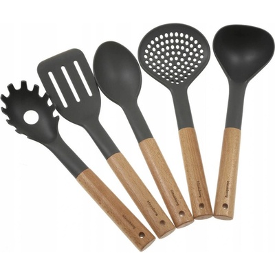 Комплект кухненски прибори Klausberg KB 7511, 5 части, Бук и найлон, Сив (9999KB7511)