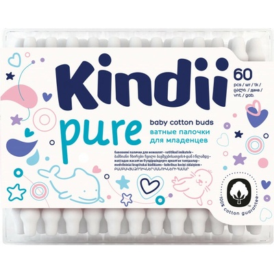 Cleanic Kindii pure Vatové tyčinky 100% bavlna 60ks