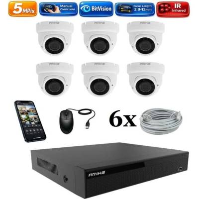 Amiko IP 6 kamerový set Manual Zoom Dome 1505K6