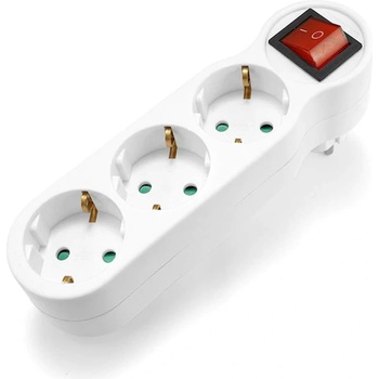 Разклонител No brand, 3 Гнезда, 220V, С ключ, Без кабел, Бял - 17709 (17709)
